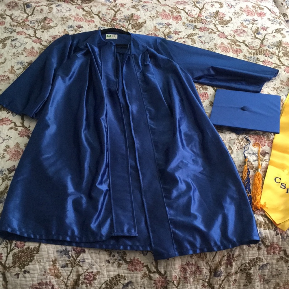 Blue Cap and Gown and Tassels and Honors Sash 5’3 to 5’4 Herff Jones